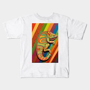 Reptile Lover and Lizard Lover Op Art Chameleon Kids T-Shirt